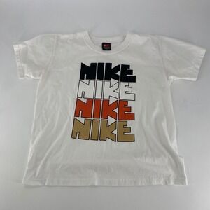 Nike Kids T Shirt‎ White Stacked Logo Casual Short Sleeve Tee VTG